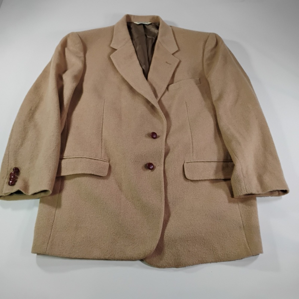 Evan-Picone Men's Size 46L Tan 100% Camel Hair 2 Button Blazer Sport Coat Jacket